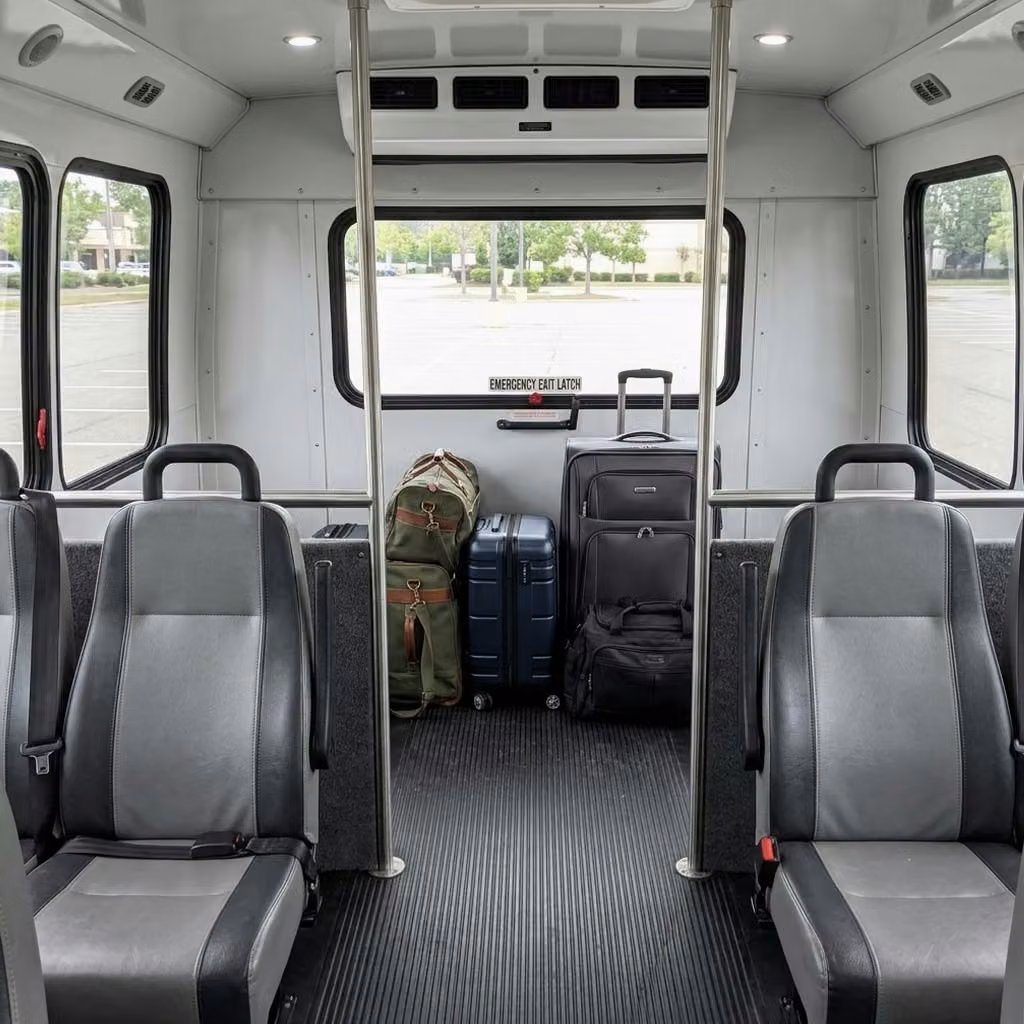cooper city 28 passenger minibus luggage area