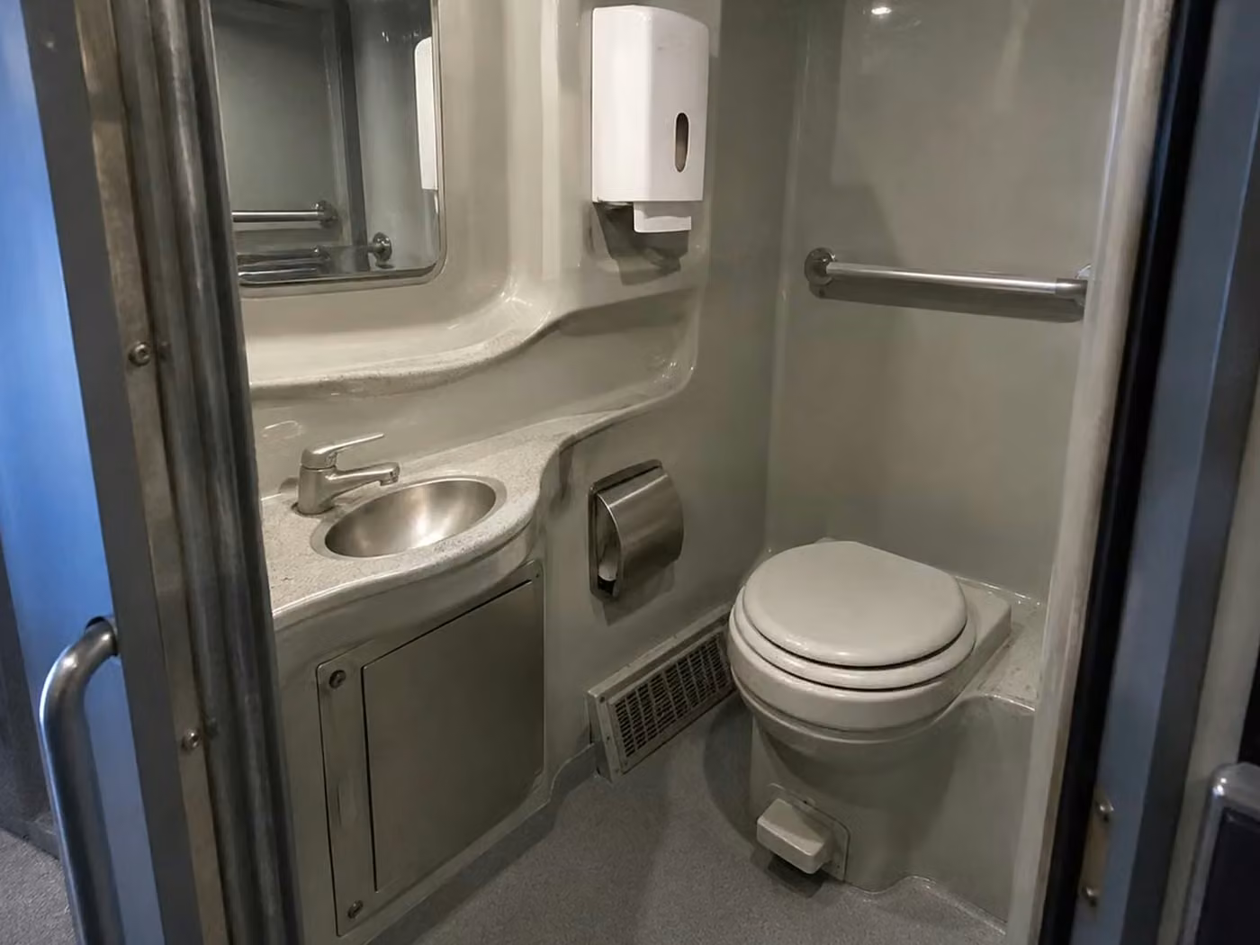 cooper city charter bus onboard restroom