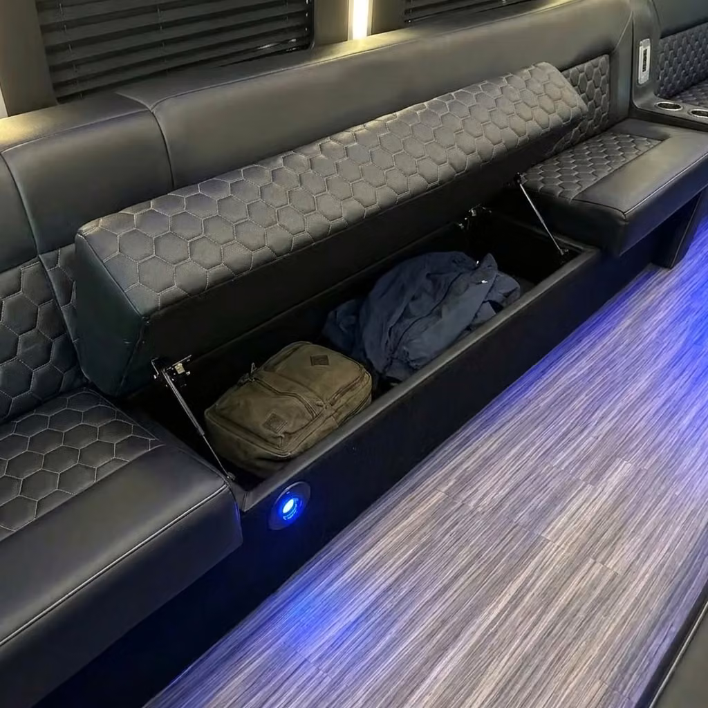 cooper city party bus under seat storage
