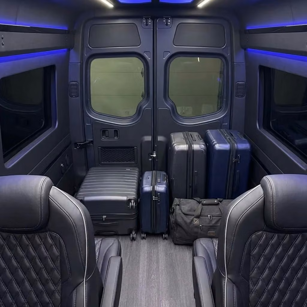 cooper city sprinter van rental with driver luggage area